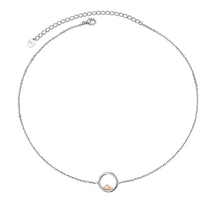 Ladytree S925 Sterling Silver Dainty Simple Choker Necklace,Rolo Chain,Adjustable 13 inches to 16 inches - style: 14_Love Heart Circle Choker