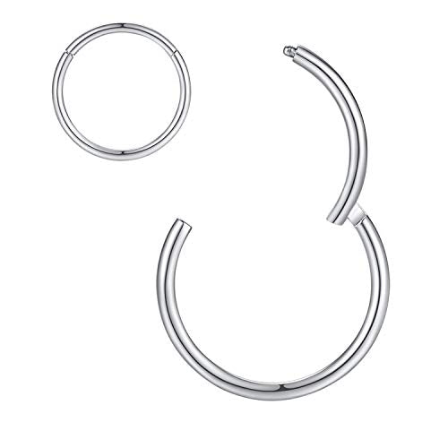 ORANGELOVE Hypoallergenic Nose Rings 20G 18G 16G 14G 12G 10G 8G 316l Surgical Steel Septum Jewelry Hinged Segment Ring Body Piercing Nose Hoop Lip Rings Nose Helix Cartilage Rook Earrings - color: Silver, size: 1pc 16 Gauge 6mm