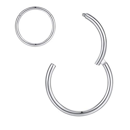ORANGELOVE Hypoallergenic Nose Rings 20G 18G 16G 14G 12G 10G 8G 316l Surgical Steel Septum Jewelry Hinged Segment Ring Body Piercing Nose Hoop Lip Rings Nose Helix Cartilage Rook Earrings - color: Silver, size: 1pc 16 Gauge 7mm