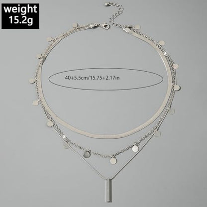 Layered Gold Necklace for Women Double Layer Snake Chain Necklace Set Jewelry Gift - color: Silver thick gold necklace
