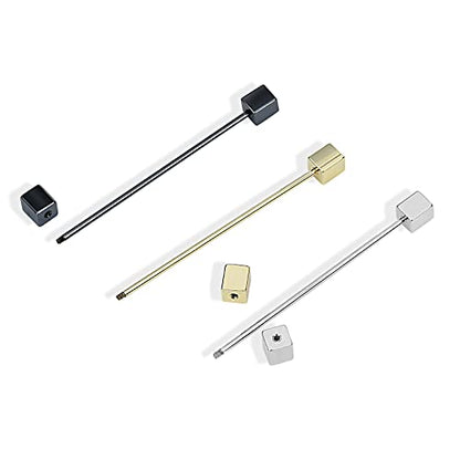 3PCS Men's Classic Brass Shirt Collar Bar Tie Pins Set for Wedding Business with Gift Box - color: Cube Head