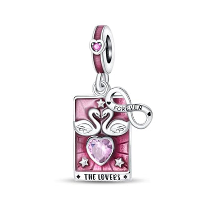 KUNSIR Charms Beads fits Pandora Charm bracelets for Woman 925 Sterling Silver Dangle Pendant Bead Jewelry Beads Gifts Happy Birthday Charms for Women Bracelet&Necklace - style: Tarot Lovers Pendant
