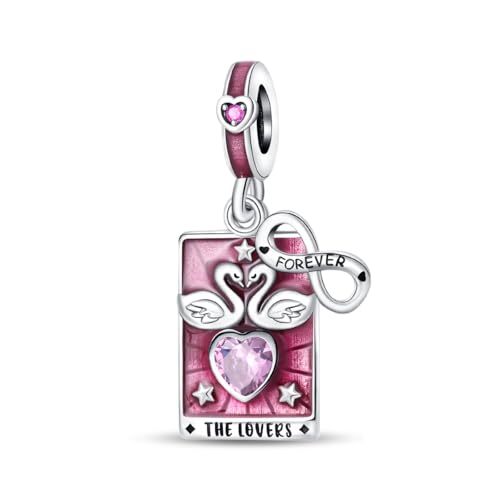 KUNSIR Charms Beads fits Pandora Charm bracelets for Woman 925 Sterling Silver Dangle Pendant Bead Jewelry Beads Gifts Happy Birthday Charms for Women Bracelet&Necklace - style: Tarot Lovers Pendant