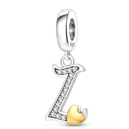 HappyStar Sterling Silver Letter Charms for Bracelets Alphabet Initial Dangle Charms Bead fit Pandora Bracelets Jewelry Gifts for Women - color: Letter charms L