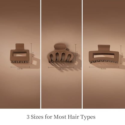 Small Medium Claw Clips for Women, 3 Styles Hair Clips for Thick and Thin Hair, Non-slip Strong Hold, 12 Pcs (Brown) - color: Brown