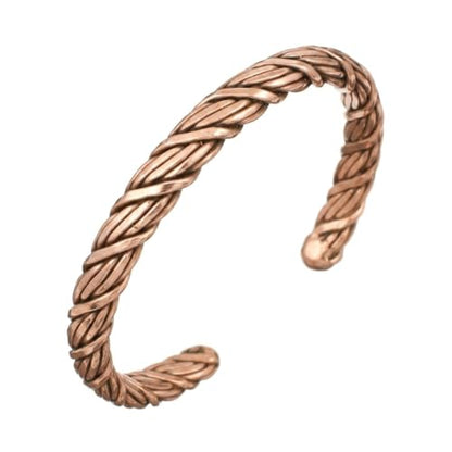 Pure Copper Cuff Bangle Bracelet 100% Solid, Raw & Uncoated Handmade Bracelets Jewelry Cuff Gift Bangle for Women & Men - color: Copper Cb-112