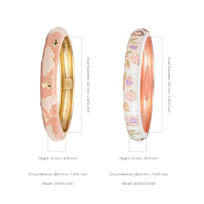UJOY Cloisonne Bracelet Butterfly Hinge Indian Cuff Bangle Enameled Jewelry Flower Bracelets for Women Gift Box 55A114 - color: A45-2 Pcs Set-Cream and Pink