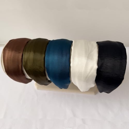 LONEEDY 5 Pack Wide Hard No-Slip Headband for Women, Girls’s Hair Band Pleated Cloth Fabric Hair Hoop Accessories (5 Mixed color) - color: 5 Mixed color