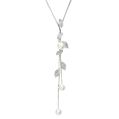 Y-Shaped Necklace Bohemian Crystal Pearl Flower Leaf Dangle Long Necklace Fashion Elegant Tassel Sweater Chain Women Jewelry