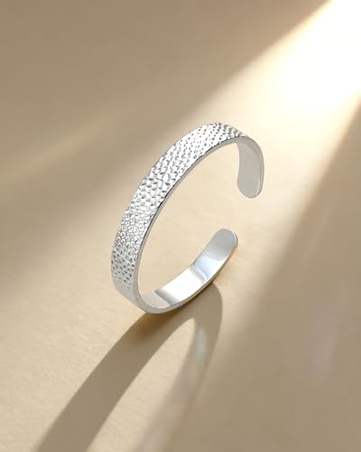 Silver Cuff Bracelet for Women Handmade Hammered Open Bangle Bracelet Adjustable Silver Bangles for Women Daily Wear