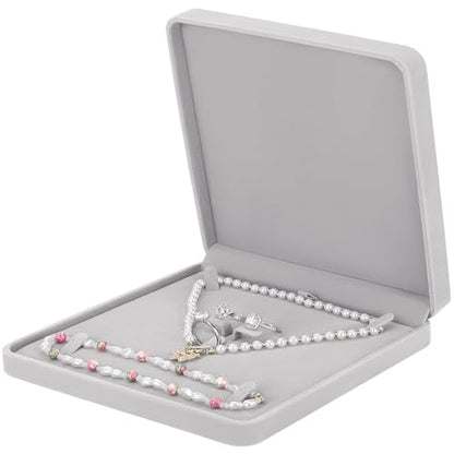 LETURE Velvet Jewelry Set Box, Velvet Gift Box for Bracelet Necklace Earring Ring (Grey) - color: Grey