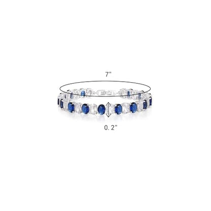 Crysdue Wedding Bridal Bracelets for Brides, Cubic Zirconia Tennis Birthstone Jewelry Gift for Women Prom - style: 09- Clear+Sapphire CZ, 7 Inch