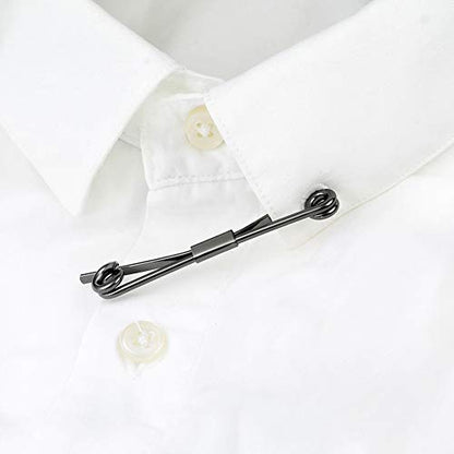 Tight Necktie Tie Clips Collar Bar Shirt Collar Stay Tie Pins Cravat Clips Silver Gold Black Tone Metal Collar Pin Jewelry Accessories for Men - color: Black