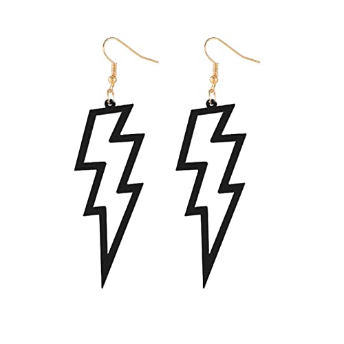 ONLYJUMP Acrylic Exaggerated Lightning Earrings Statement Punk Retro Geometric Delicate Neon Personalized Earrings Accessory Jewelry for Women - color: Black
