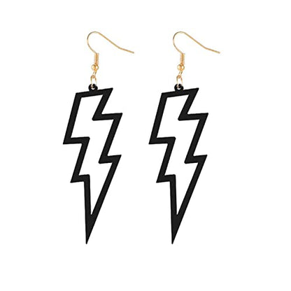 ONLYJUMP Acrylic Exaggerated Lightning Earrings Statement Punk Retro Geometric Delicate Neon Personalized Earrings Accessory Jewelry for Women - color: Black