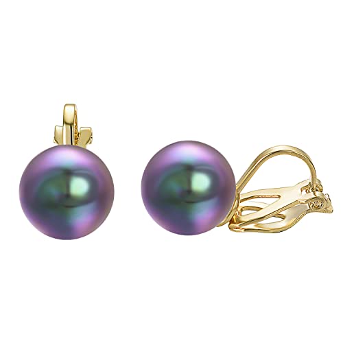 Yoursfs 10mm Tiny Pearl Clip On Earrings for Women 18K Gold Plated Faux Pearls Bridal Earring Fashion Wedding Jewelry - color: faux tahitian pearl