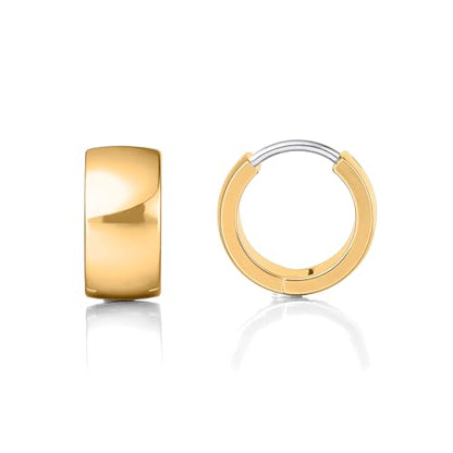 Limerencia Implant Grade Titanium Chunky Wide Huggie Hoop Earrings | Hypoallergenic,G23 Pure Titanium,Waterproof,Thick Huggie for Sensitive Ears - color: Gold