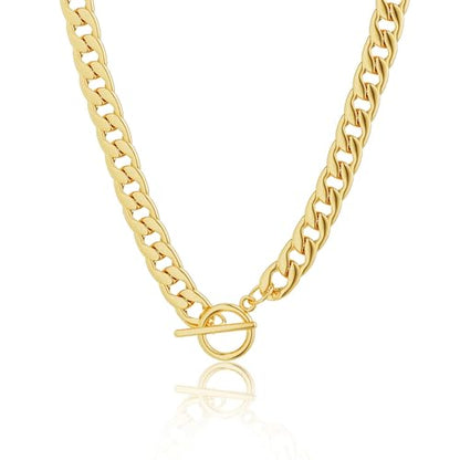 Moodear Layered Necklace for Women 14K Gold Plated/Silver Plated Cuban Link | Paperclip Chain Toggle Clasp, Chunky Layered Design, Fashion Jewelry, Daily Wear & Special Occasions - style: Toggle-Cuban link chain