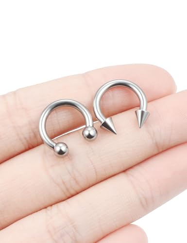 F136 Titanium 20/18/16/14/12/8/4/2g Septum Nose Rings Gauge Earrings Lip Rings Prince Albert Jewelry Internally Threaded Horseshoe Hoop Piercings - size: 12g*10mm
