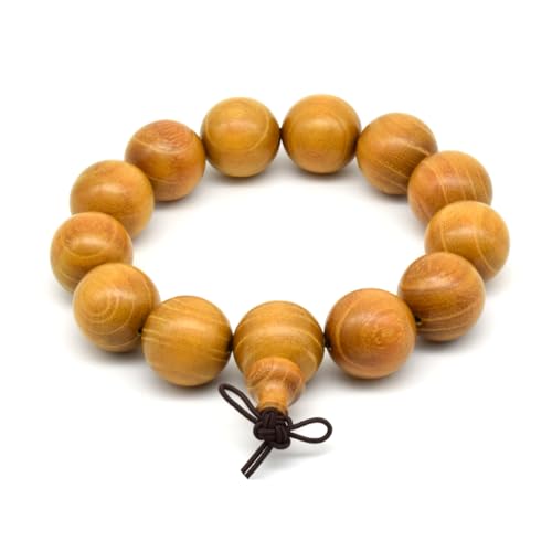 Zen Dear Natural Golden Sandalwood Mexican Bocote Mala Prayer Bead Bracelet Link Wrist Necklace Mala Beads - style: 18mm 13 beads