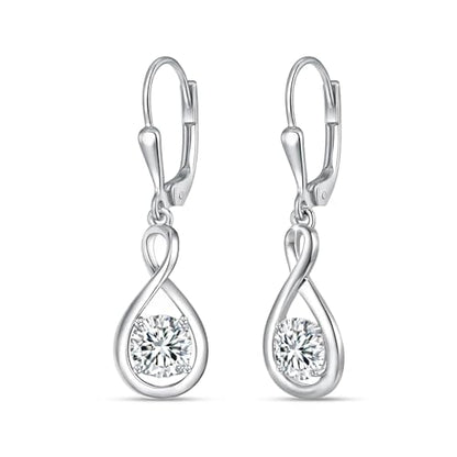 LeCalla 925 Sterling Silver Leverback Drop Earrings | Lightweight Italian Teardrop Dangle Earring for Women - color: CZ Infinity Drop
