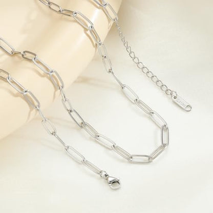 Swyabi 20 PCS Paperclip Necklace Bracelet Chains Bulk for Jewelry Making | 18K Stainless Steel, with Extender, No Fade, No Rust, Adjustable, for Men Women DIY, Silver - color: 4x12mm Silver