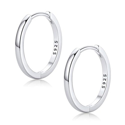 FaithHeart Solid 925 Sterling Silver Small Huggie Hoop Earrings for Women | Silver/Black/Gold/Rose Gold Small Hoop Earrings, Hypoallergenic Lightweight Cartilage Huggie Earrings, Gift Box - color: 01. Blank-Silver, size: 16mm