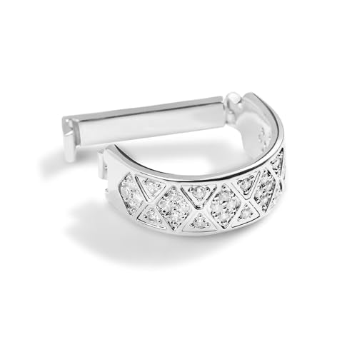 Sparkling Crystal Men's Neck Tie Ring Tie Clasp Necktie Clips Holder Tie Accessories with Box for Wedding Jewelry Gift - style: Silver Clips with Rhombus Pattern