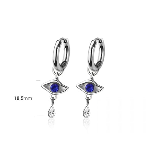 316L Stainless Steel Evil Eye Dangling Huggie Hoop Earrings, Sold as a Pair - style: Silver Tone