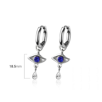 316L Stainless Steel Evil Eye Dangling Huggie Hoop Earrings, Sold as a Pair - style: Gold Tone