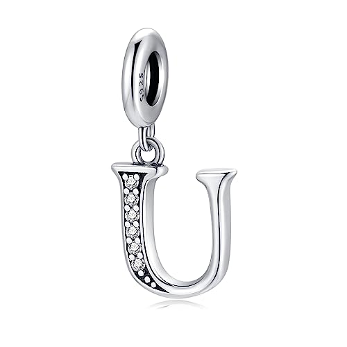 BETTY&SARAH 925 Sterling Silver Letter Charms for Bracelets and Necklace Alphabet Initial Pendant Jewelry Gift for Women - color: Pendant U