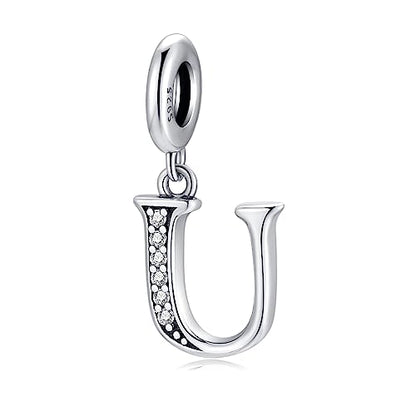 BETTY&SARAH 925 Sterling Silver Letter Charms for Bracelets and Necklace Alphabet Initial Pendant Jewelry Gift for Women - color: Pendant U