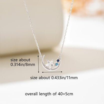 925 Sterling Silver Crescent Moon Necklace for Women | Crescent Choker Necklace 14K Gold Plated Dainty Half Moon Pendant Necklace for Mother Daughter Wedding Jewelry Gift - color: Silver-2