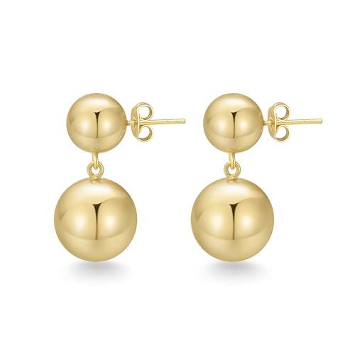FRUMOS 18K Gold Plated Chunky Hoop Earrings for Women Fashion Thick Gold Hoops Set Jewelry for Birthday Christmas Gifts - color: Double Sphere Hoops