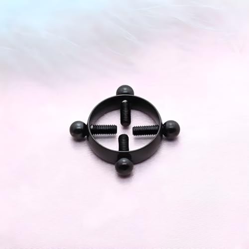 2Pcs Round Non Piercing Nipple Ring Fake Nipple Rings - color: Black