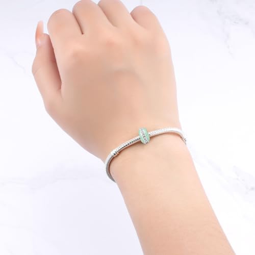 Spacer Stopper Beads for Bracelets & Necklaces, 925 Sterling Silver Beads | Smooth & Pave Cubic Zirconia (White, Blue, 18K Gold Plated) | Anti-Slide Separator Charms S925 Women Jewelry - color: 2PCS Colorful spacer
