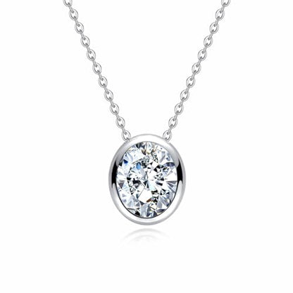 Moissanite Necklaces, 925 Sterling Silver Pendant Necklace for Women Men - style: Oval Cut