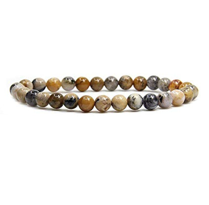 Angelstones Gemstones 6mm Round Beads Healing Crystal Bracelet for women | Natural Gemstone, Handmade Gifts for Women, Healing Crystal Round Beaded Stretch Bracelets, Unisex Jewelry for Women and Men - color: Aquatic Opal