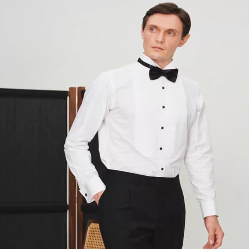 Cufflinks for Men and Tuxedo Shirt Studs Set with Gift Box Stainless Steel Cuff links - style: Silver/Black-2+6