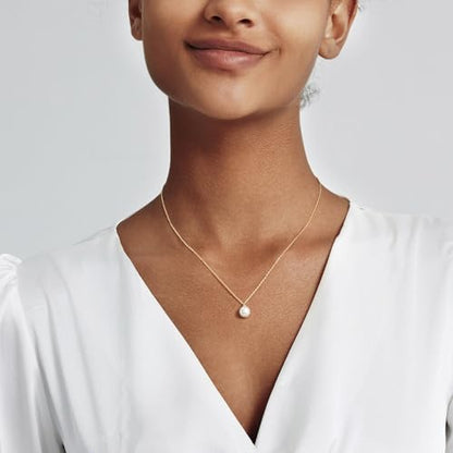 Zeffy Gold Pearl Necklace for Women, Dainty 14K Gold/Silve Plated Layered Pearl Choker Pearl Earrings Pearl Bracelets Wedding Trendy Gold Jewelry Set for Women Gifts - style: Gold Single Pearl Necklace-1PCS