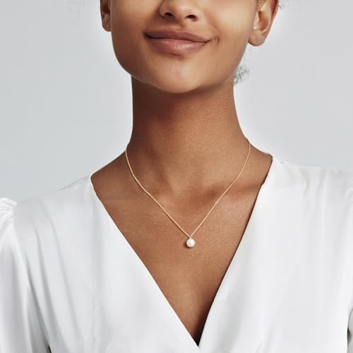 Zeffy Gold Pearl Necklace for Women, Dainty 14K Gold/Silve Plated Layered Pearl Choker Pearl Earrings Pearl Bracelets Wedding Trendy Gold Jewelry Set for Women Gifts - style: Gold Single Pearl Necklace-1PCS