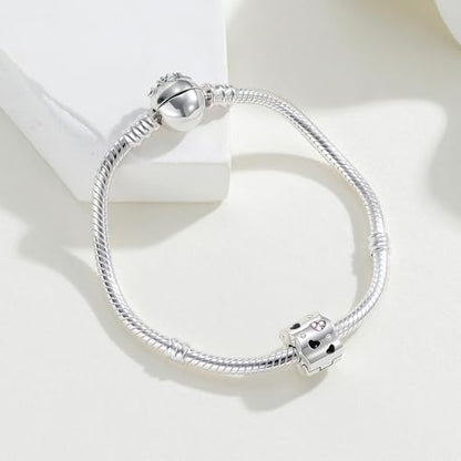 KEQ Clip Spacer Charm for Bracelet 925 Silver Pave Cubic Zirconia Clip Lock Stopper Bead Spacer For Women Bracelets Stopper Birthday Gifts European Openable Beads 2pcs - color: Heart