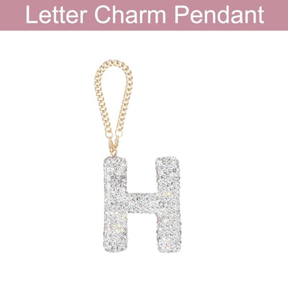 MECCANIXITY Bling Car Letter Charm, Initial H Letter Interior Car Rear View Mirror Decoration Hanging Crystal Ornaments for Women Bags Water Cup DIY Craft, Silver - style: Letter H