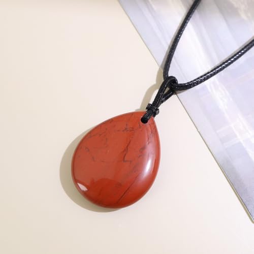 Teardrop Gemstone Necklaces for Women, Healing Crystal Pendant Necklace Birthstone Jewelry for Women - color: Red Jasper