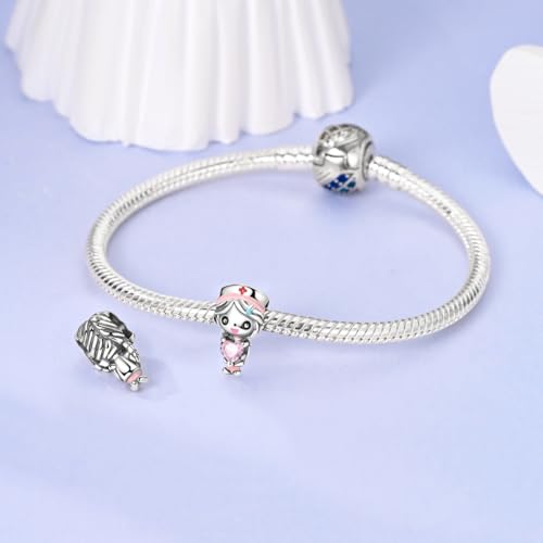 NARMO 925 Sterling Silver Charm Bead for Bracelets Silver Charms for Women - color: Nurse
