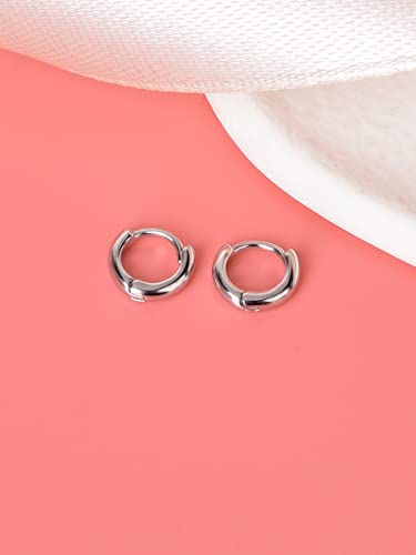 Mini Tiny Huggie Hoop Earrings Top Upper Ear Cartilage Forward Helix Cuff Plain Simple 925 Sterling Silver Gold 9mm 8mm 7mm 6mm 5mm Hoop Earrings - color: Silver-5mm