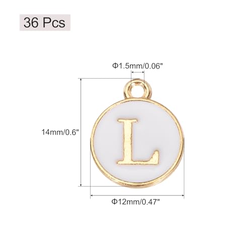 MECCANIXITY Pendants Letter Charm Initial Charm Double Sided Alphabet for DIY Necklace Bracelet Earrings Jewelry Making - style: L