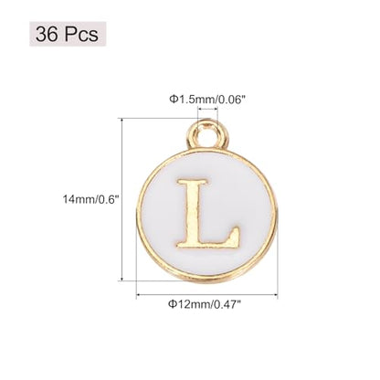 MECCANIXITY Pendants Letter Charm Initial Charm Double Sided Alphabet for DIY Necklace Bracelet Earrings Jewelry Making - style: L