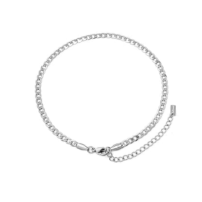 Stainless Steel Chain Ankle Bracelet for Women Adjustable Waterproof Anklet - color: Silver / 3.8mm Cuban
