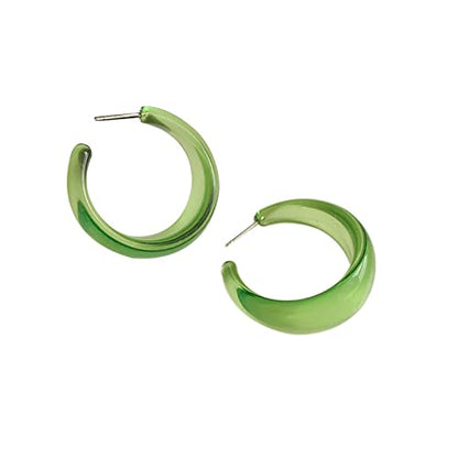 Colorful C shape Hoop Earrings for Women Resin Acrylic Y2k Multicolor Chunky Big Lightweight Jewelry - color: Green